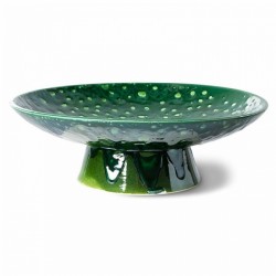THE EMERALDS: CERAMIC BOWL ON BASE L DRIPPING GREEN