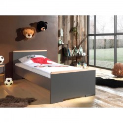 Κρεβάτι ξύλινο London γκρι - MDF + Ξύλο πεύκου - 210Μx96Πx76Υ