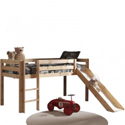 Elevated Baby Bed with Pino Natural Slide - MDF + Pine Wood - 209mx217Kx114Y