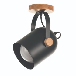 InLight Επιτοίχιο σποτ από μαύρο μέταλλο και ξύλο (6133-1Φ-Μαύρο) 