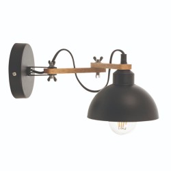 InLight Επιτοίχιο φωτιστικό από μαύρο μέταλλο και ξύλο (43382-Μαύρο)